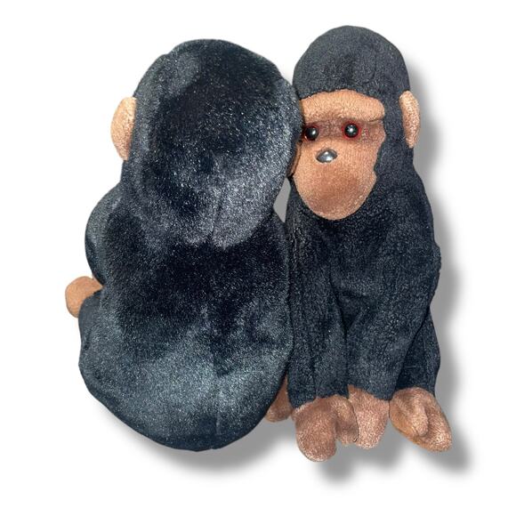 Vintage Ty Beanie Buddies Plush Gorilla Congo Stuffed Animal Nursery 11" Lot x2 - Picture 5 of 10